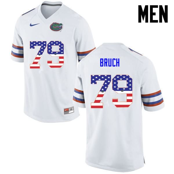 NCAA Florida Gators Dallas Bruch Men's #79 USA Flag Fashion Nike White Stitched Authentic College Football Jersey IAQ6664KO